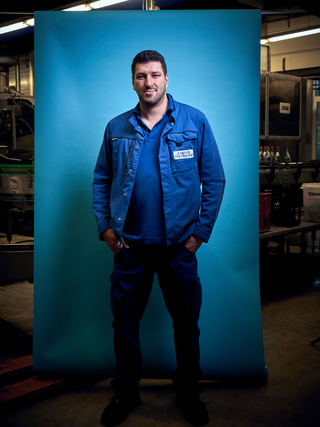 Worker in bottled mineralwaterfactory